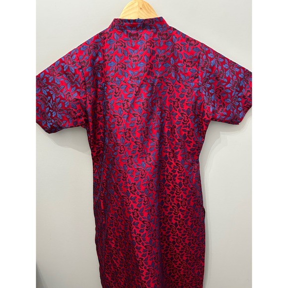 Floral Jacquard Mandarin Collar Qipao Tunic Top Size S - Picture 5 of 5